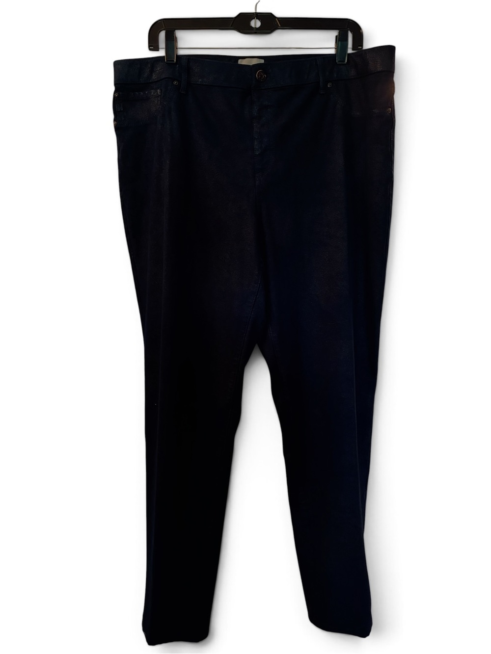 Chico’s navy faux suede 5 pocket style leggings. Back pockets. Like new. Sz3